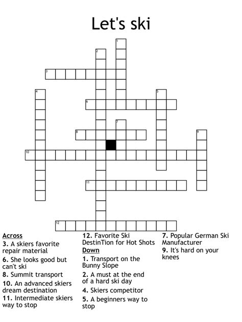 Click the answer to find similar crossword clues. . Crossword clue ski run